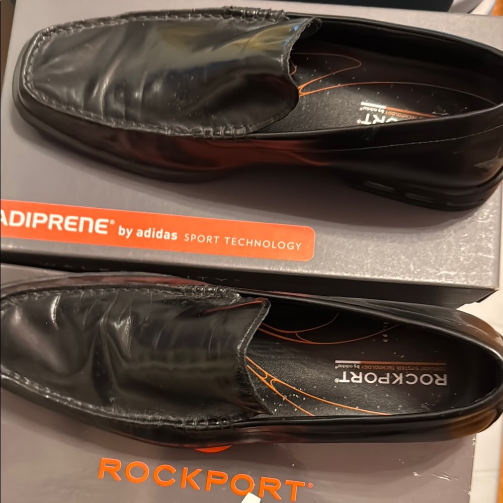 Rockport Black Loafers Slip-On Leather Shoes